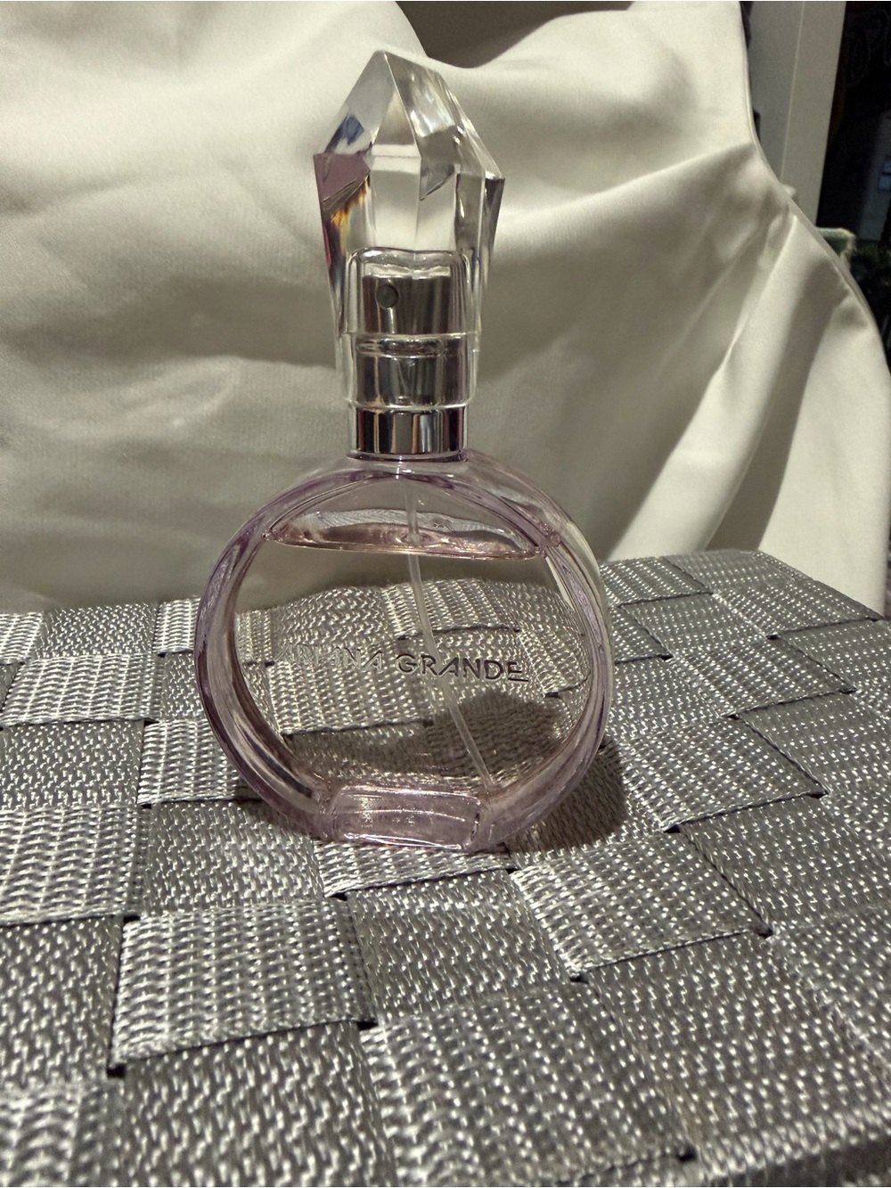 Ariana Grande Light Purple Crystal-Topped Round Perfume Bottle